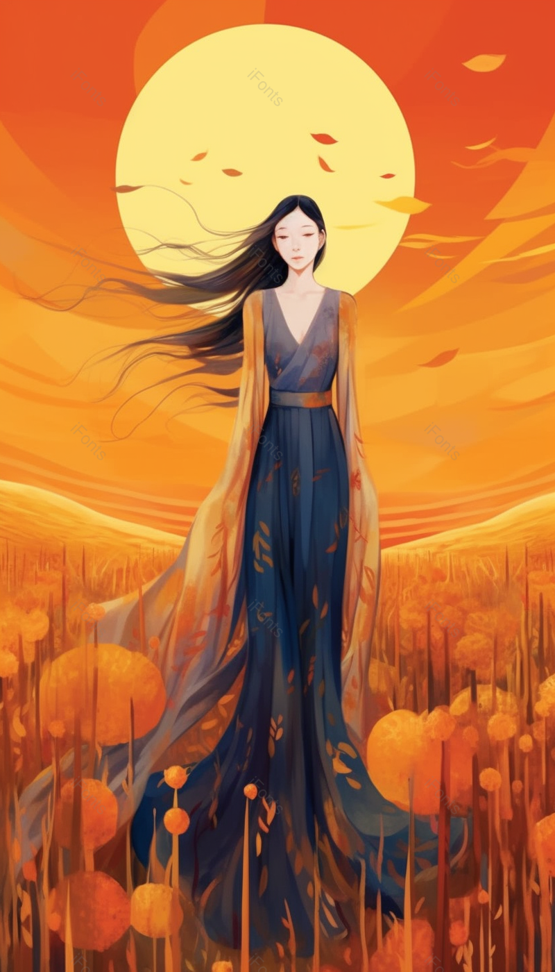 唯美人物黄昏微风凄凉插画背景,插画/手绘图,插画/手绘图库,插画/手绘图下载,插画/手绘